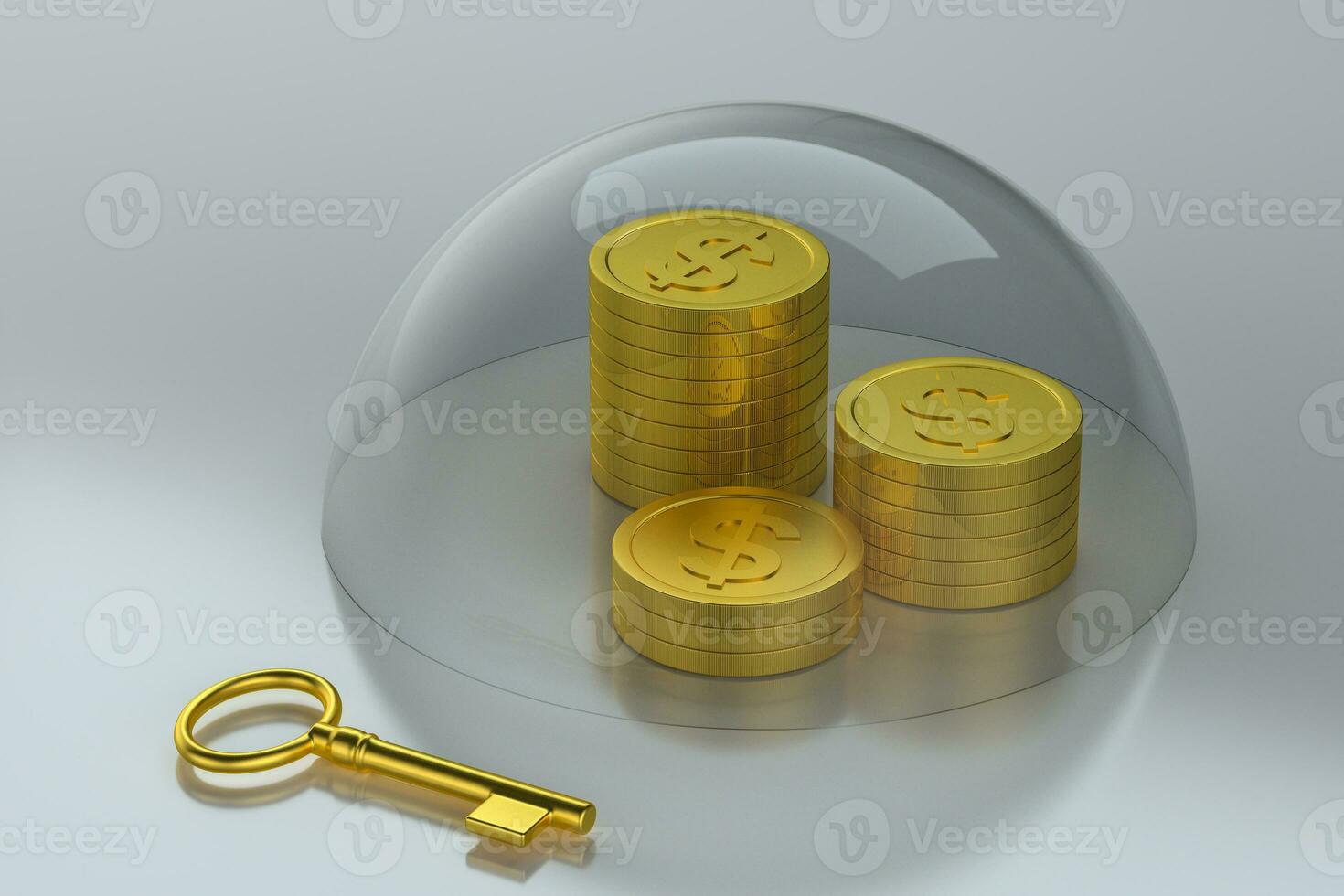 The dollar coins with white background, 3d rendering. photo