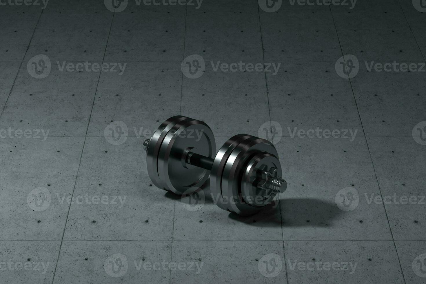 Dumbbells with concrete background, fitness theme, 3d rendeirng. photo