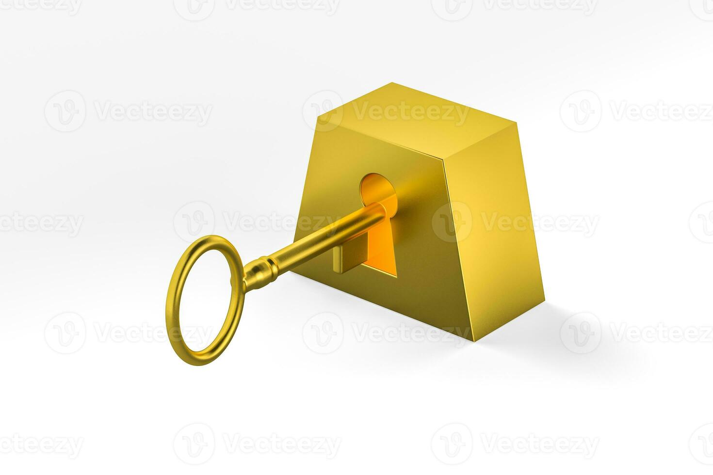 The keyhole with its key background, 3d rendering. photo