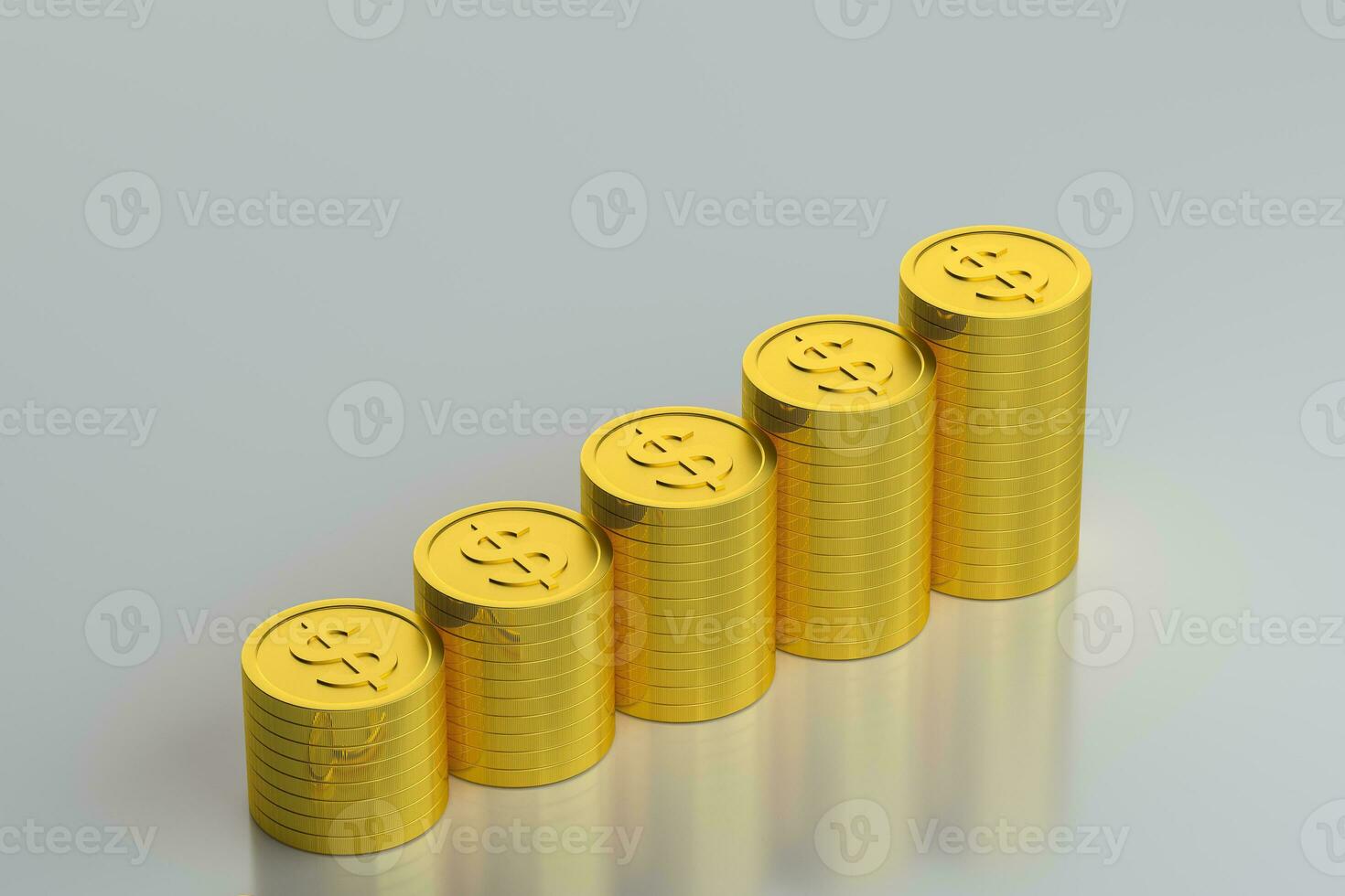 The dollar coins with white background, 3d rendering. photo
