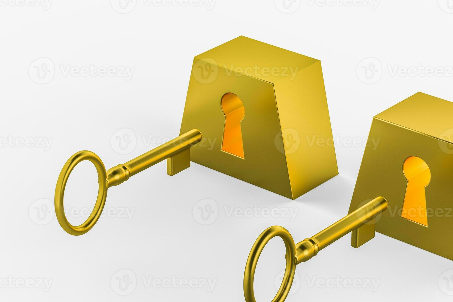 The keyhole with its key background, 3d rendering. photo