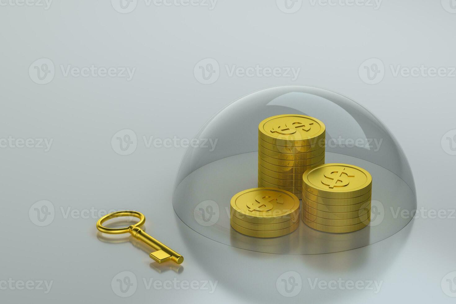 The dollar coins with white background, 3d rendering. photo