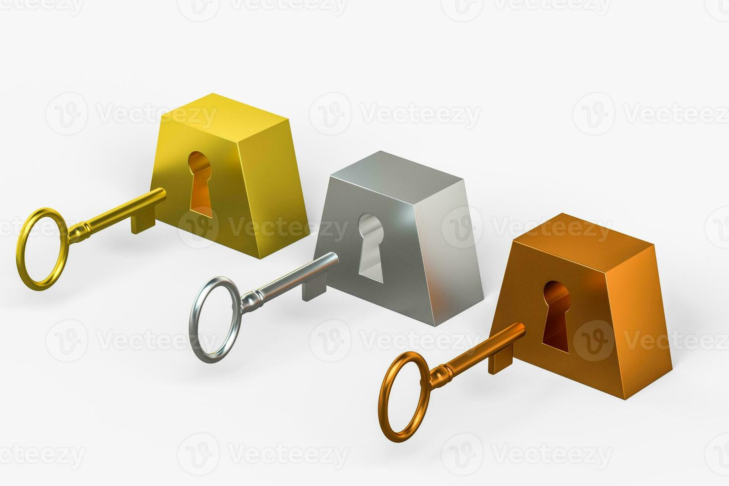 The keyhole with its key background, 3d rendering. photo