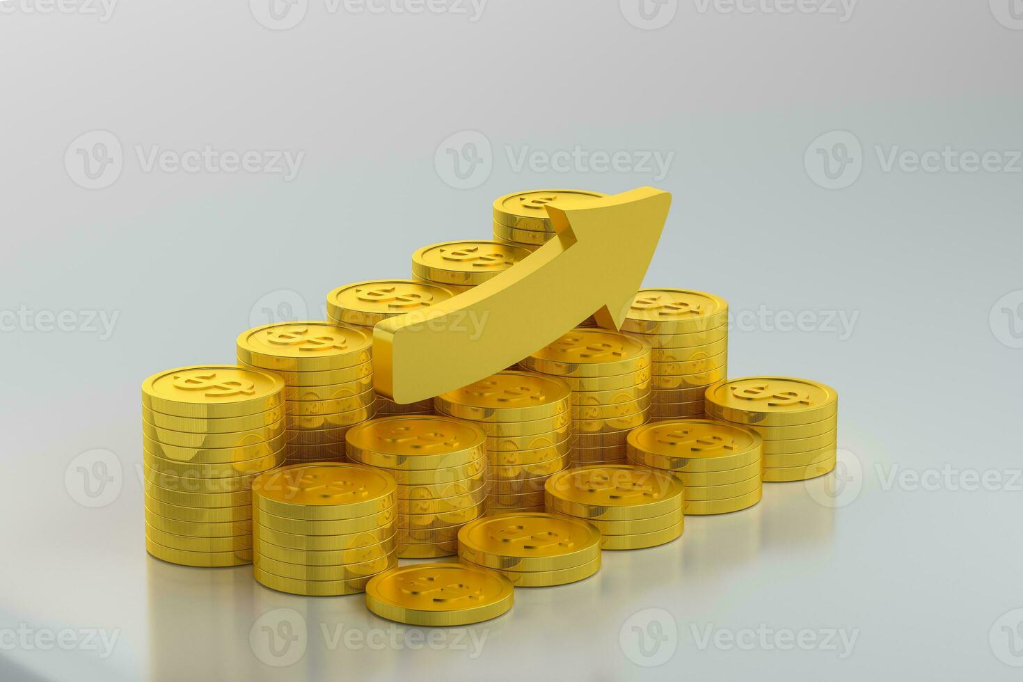 The dollar coins with white background, 3d rendering. photo