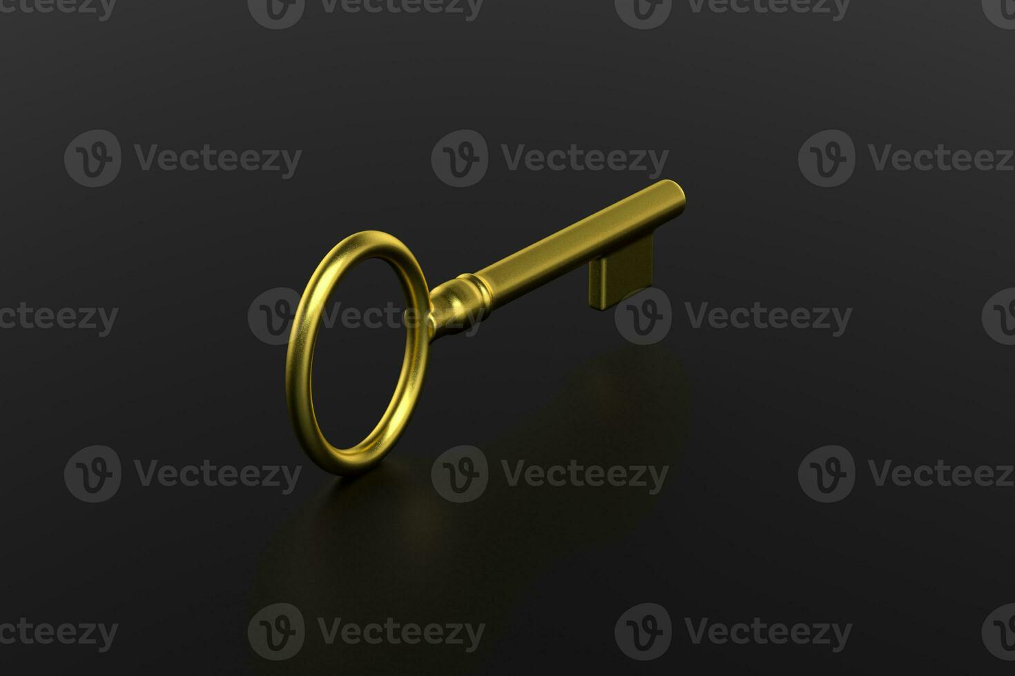 The golden key with black background, 3d rendering. photo