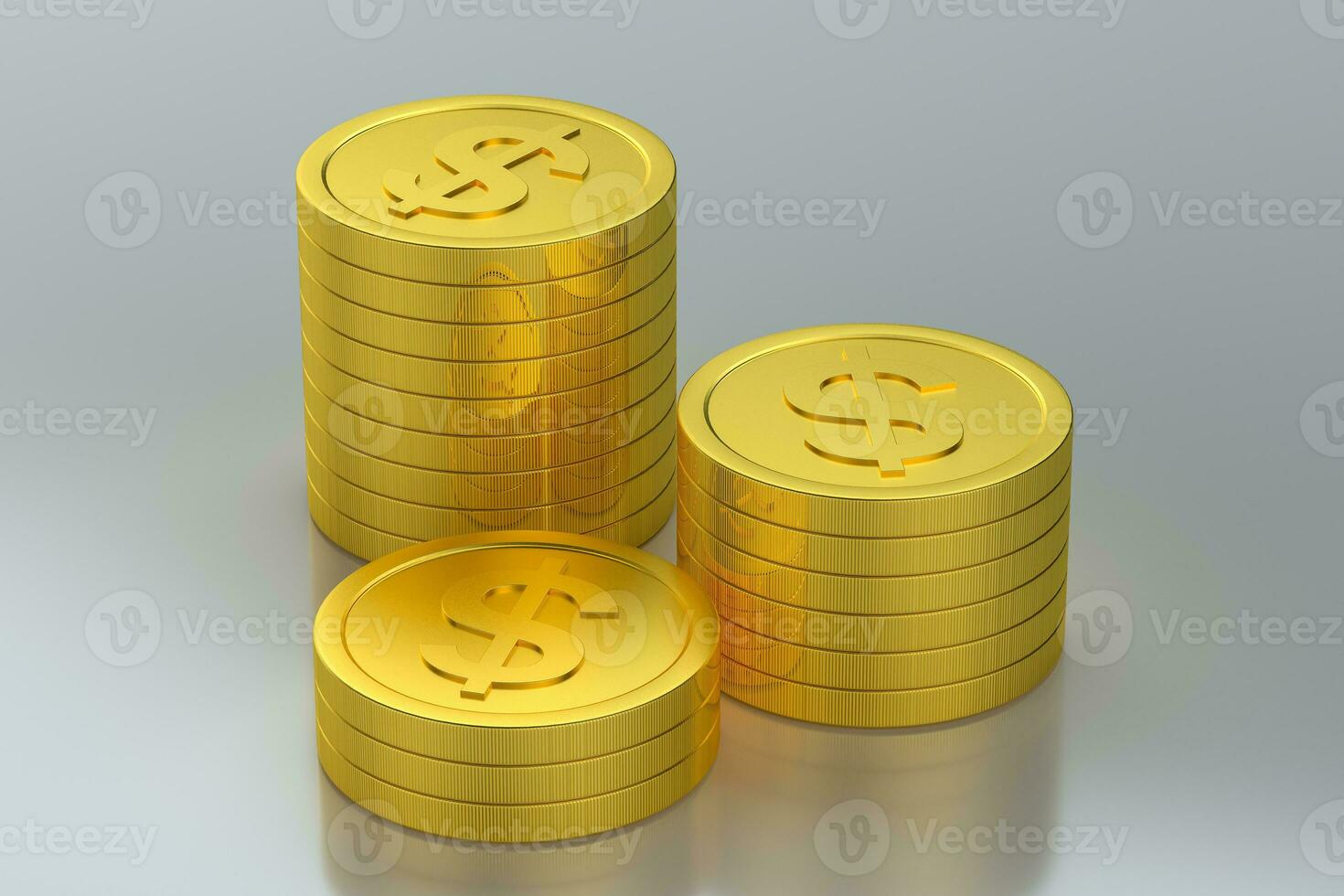 The dollar coins with white background, 3d rendering. photo