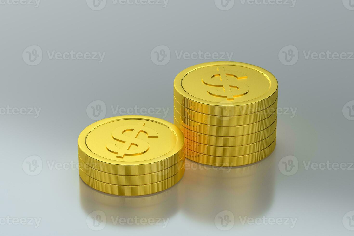 The dollar coins with white background, 3d rendering. photo