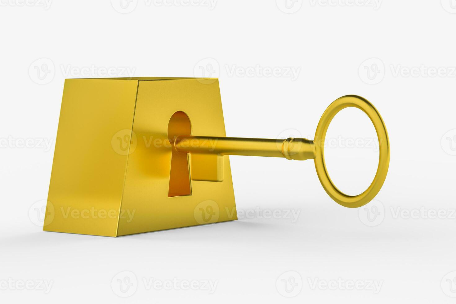 The keyhole with its key background, 3d rendering. photo