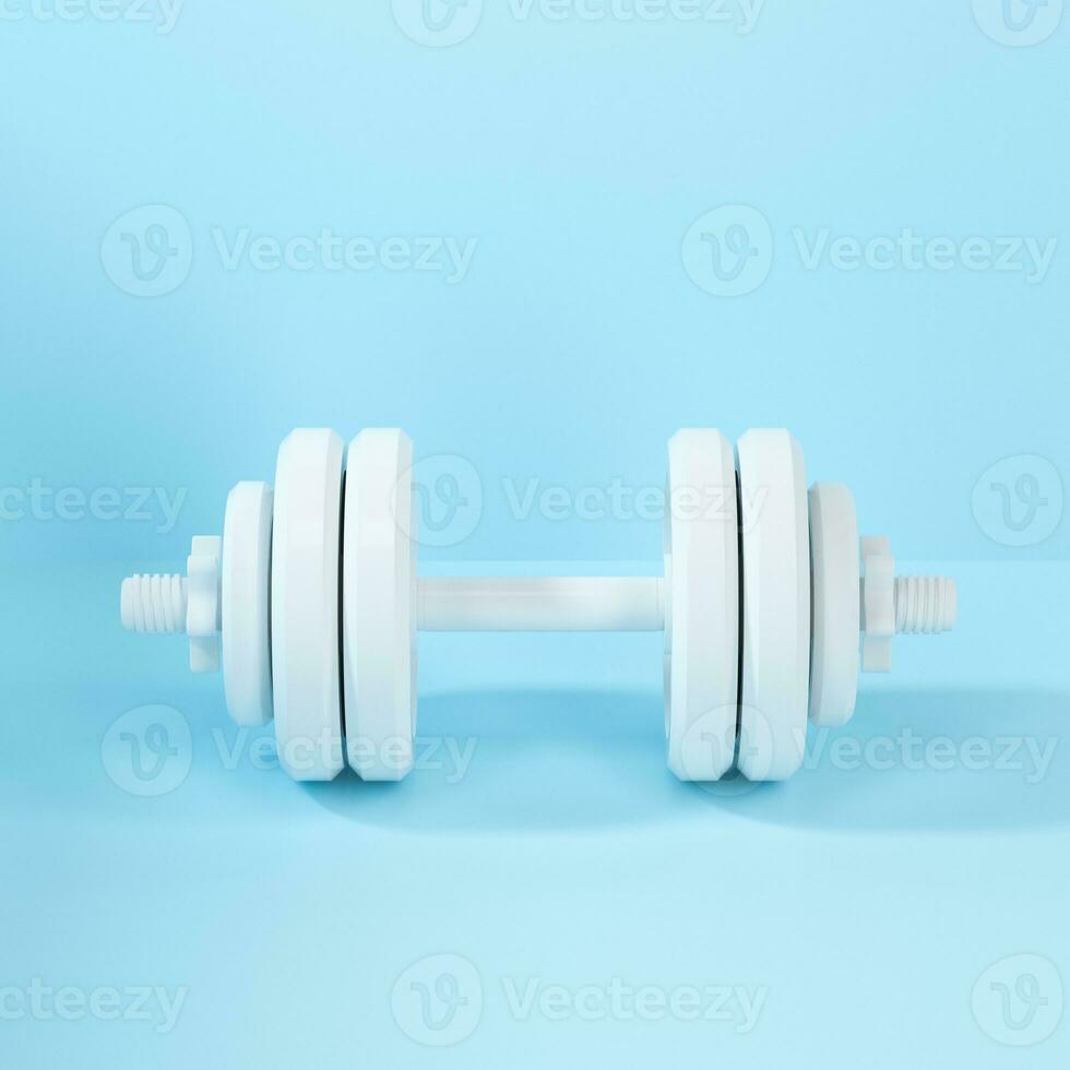 Dumbbells with blue background, fitness theme, 3d rendeirng. photo