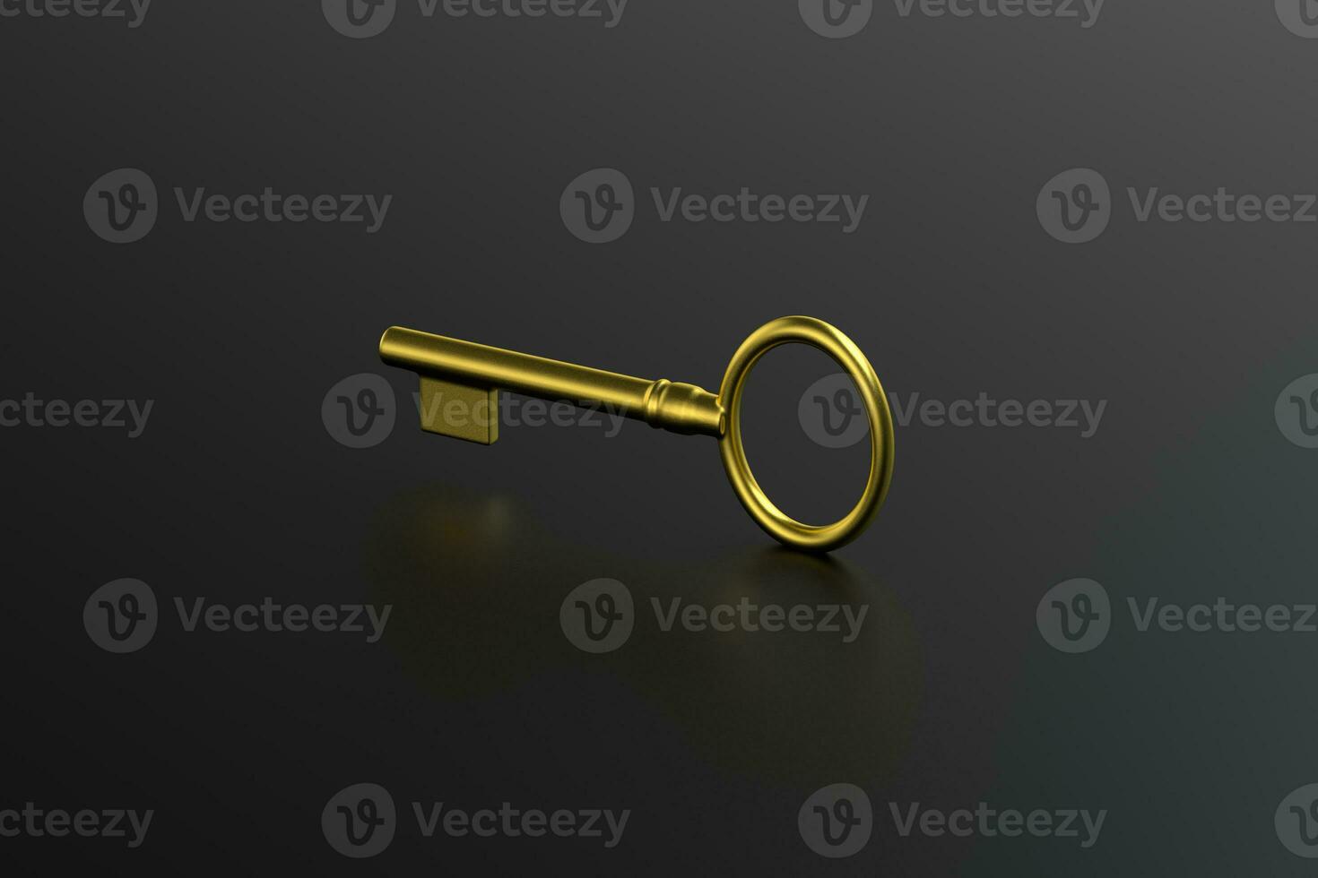 The golden key with black background, 3d rendering. photo