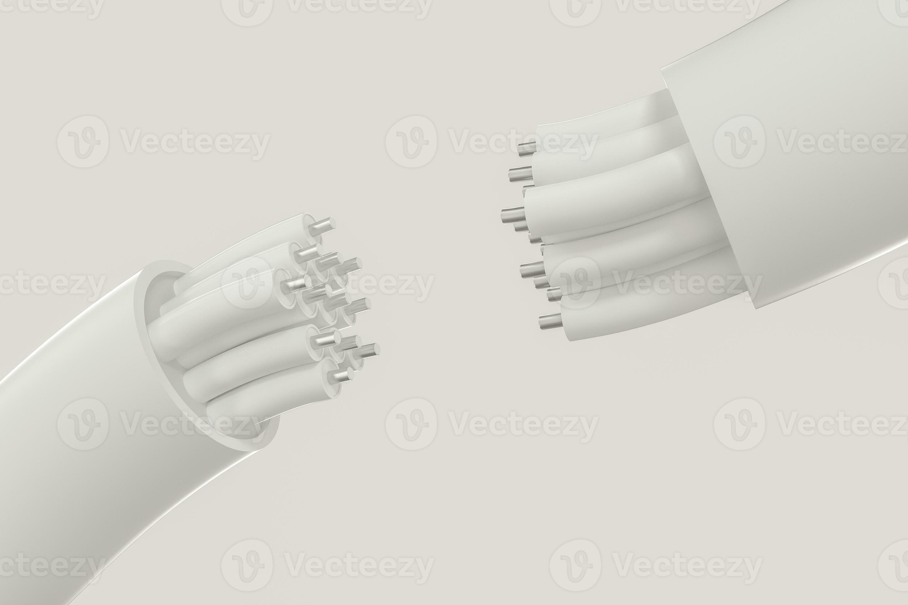 Cable with extended core, electronic connection product, 3d rendering