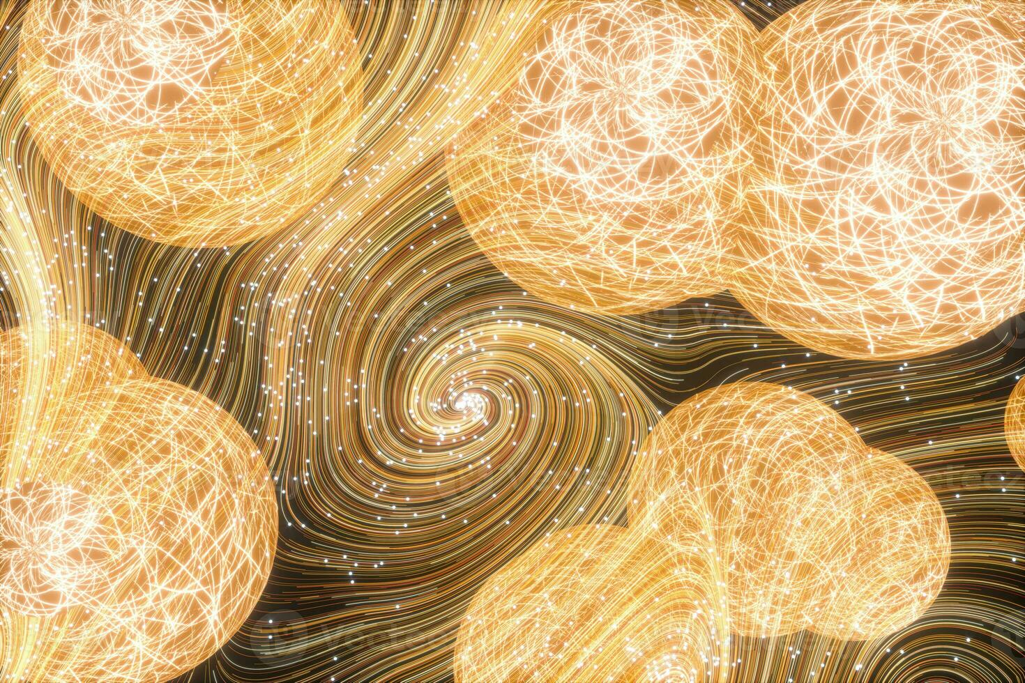 Flowing curves with colorful background, 3d rendering. photo