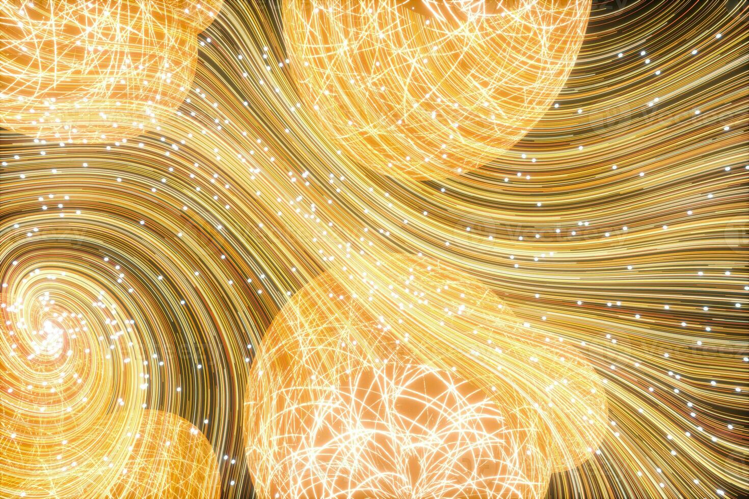 Flowing curves with colorful background, 3d rendering. photo
