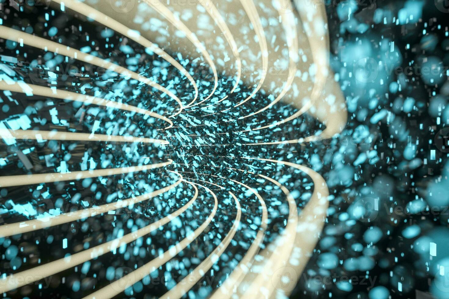 Tunnel made of blocks, technology background, 3d rendering. photo