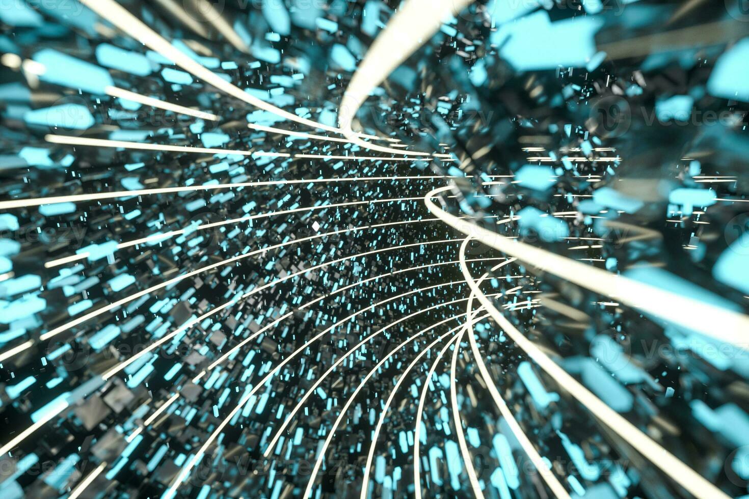 túnel hecho de bloques, tecnología fondo, 3d representación. foto