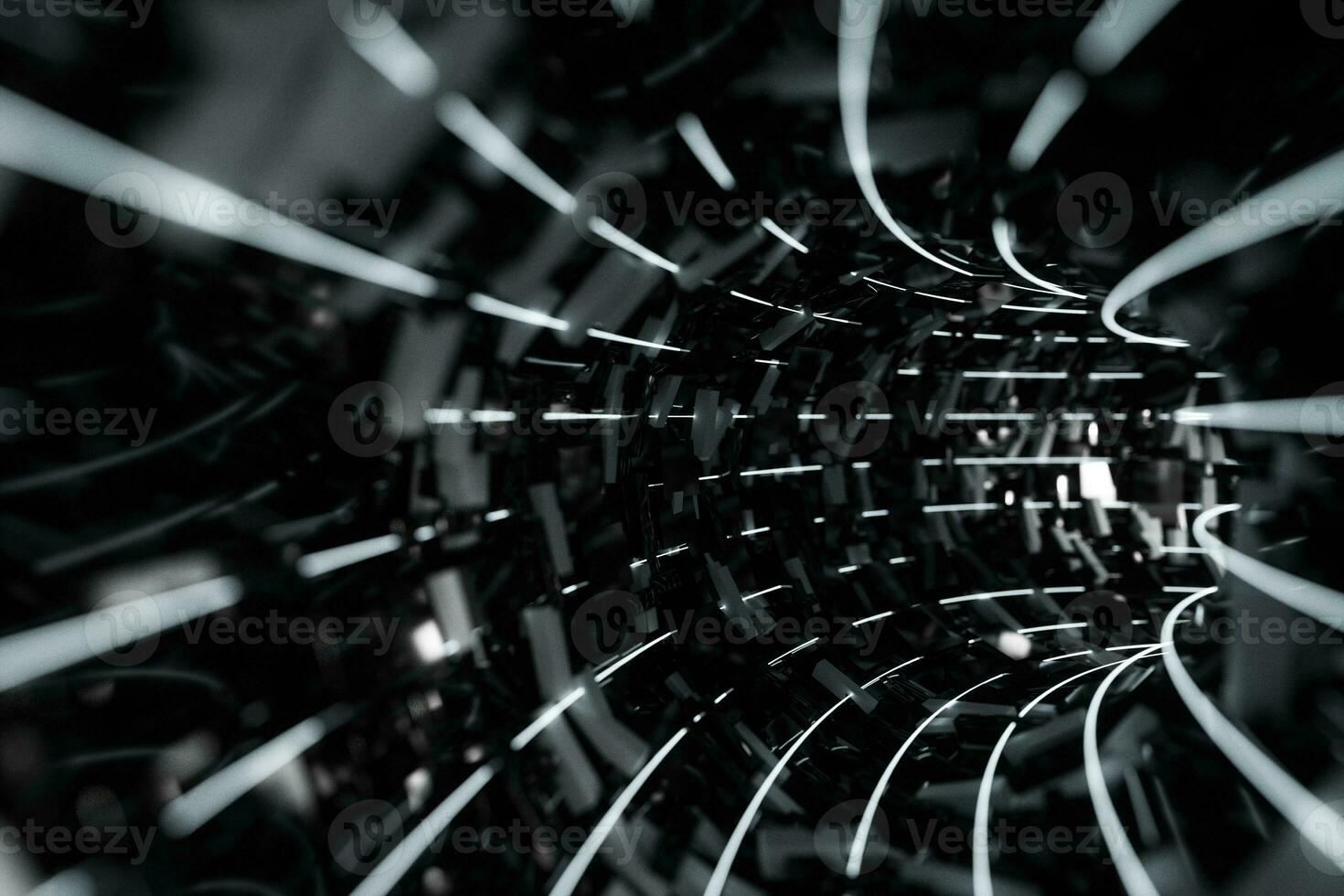 Tunnel made of blocks, technology background, 3d rendering. photo