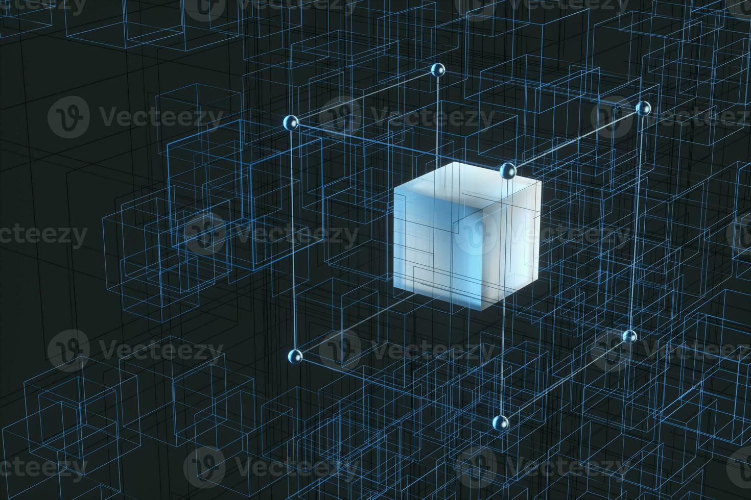 Technology background make up with cubes and lines, 3d rendering. photo