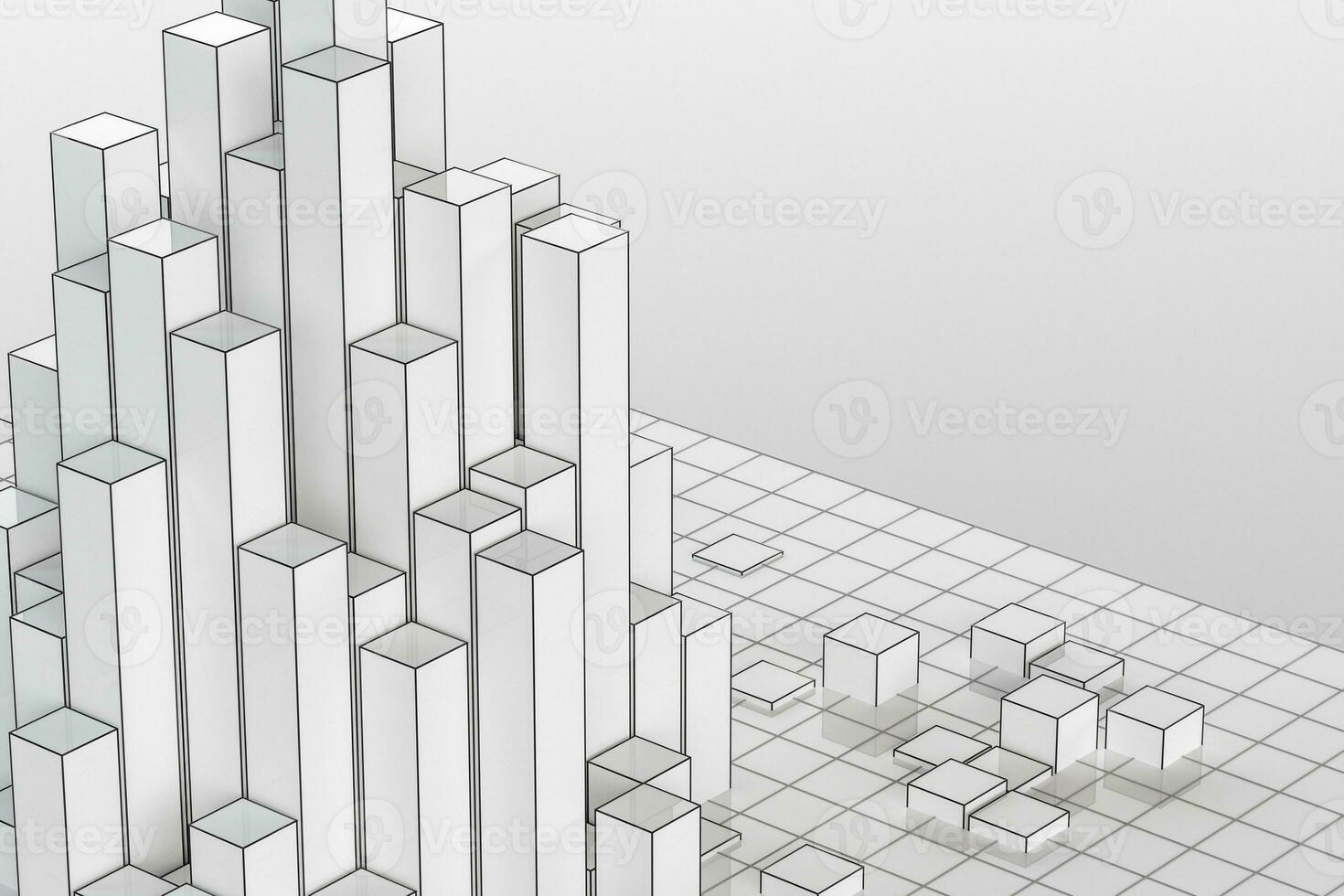 Cubes and lines with white background, 3d rendering. photo