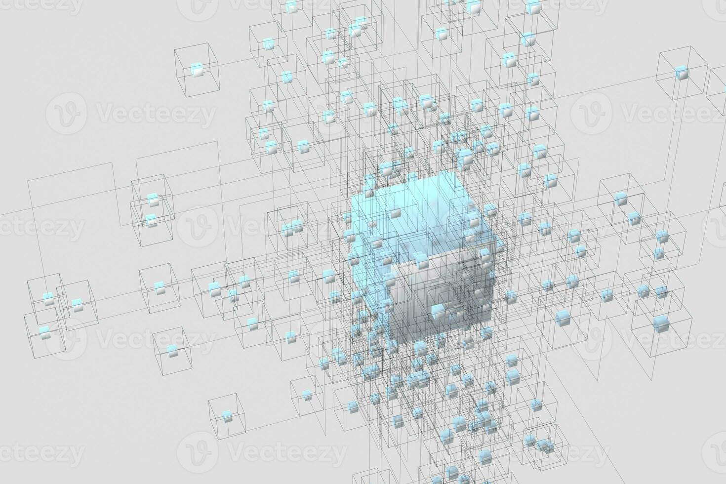 tecnología antecedentes hacer arriba con cubitos y líneas, 3d representación. foto