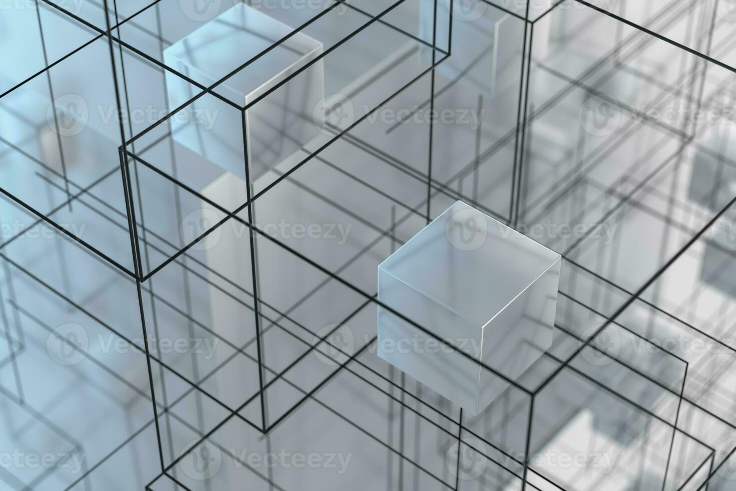 Technology background make up with cubes and lines, 3d rendering. photo