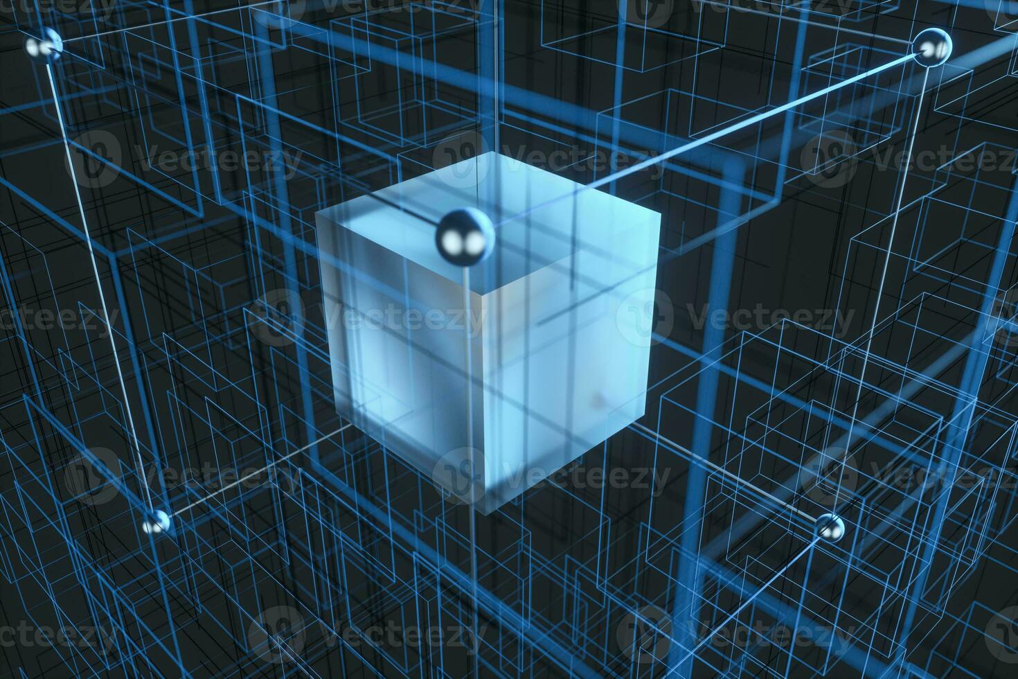 Technology background make up with cubes and lines, 3d rendering. photo