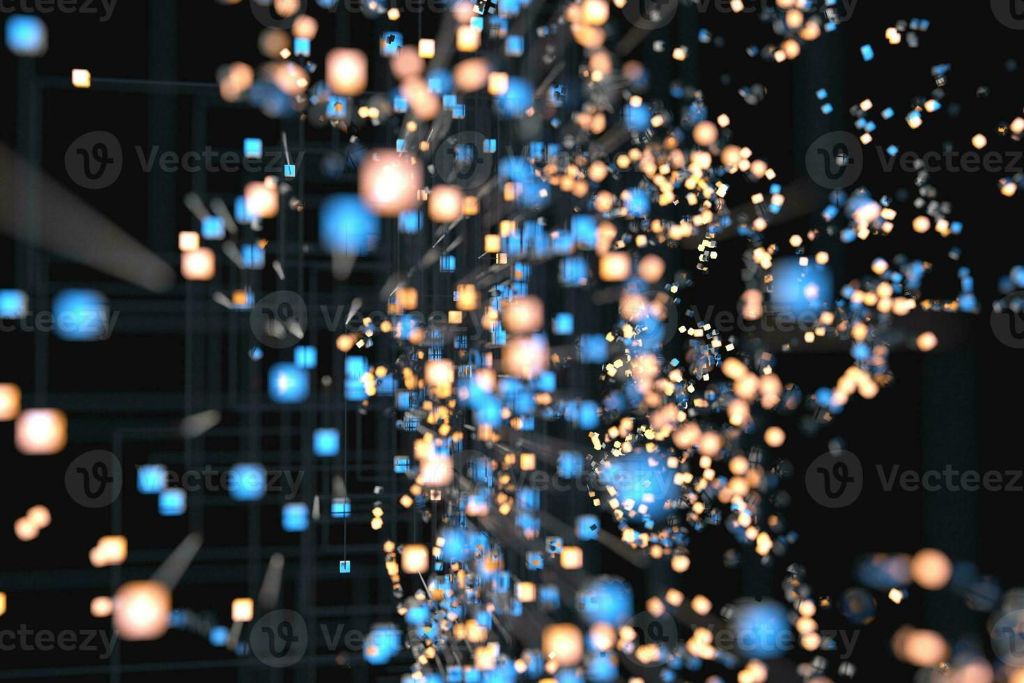 Technology background make up with cubes and lines, 3d rendering. photo