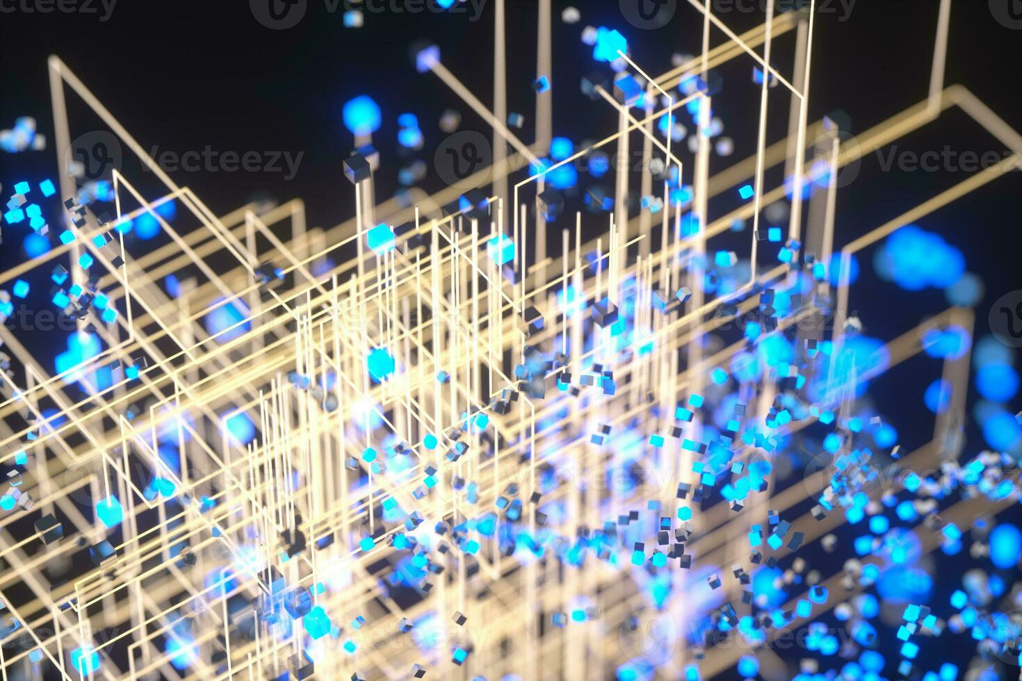 Technology background make up with cubes and lines, 3d rendering. photo