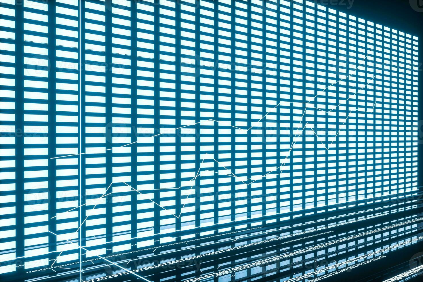 Fluorescent background, geometry of data, 3d rendering. photo
