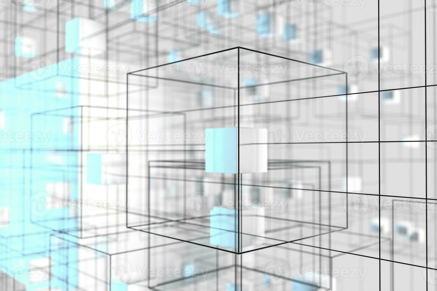 Technology background make up with cubes and lines, 3d rendering. photo