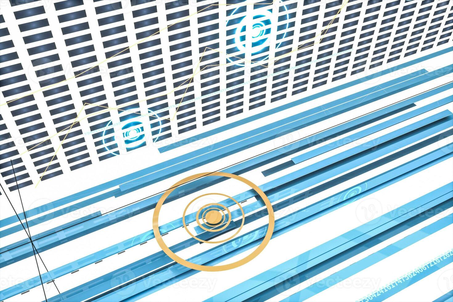 Fluorescent background, geometry of data, 3d rendering. photo