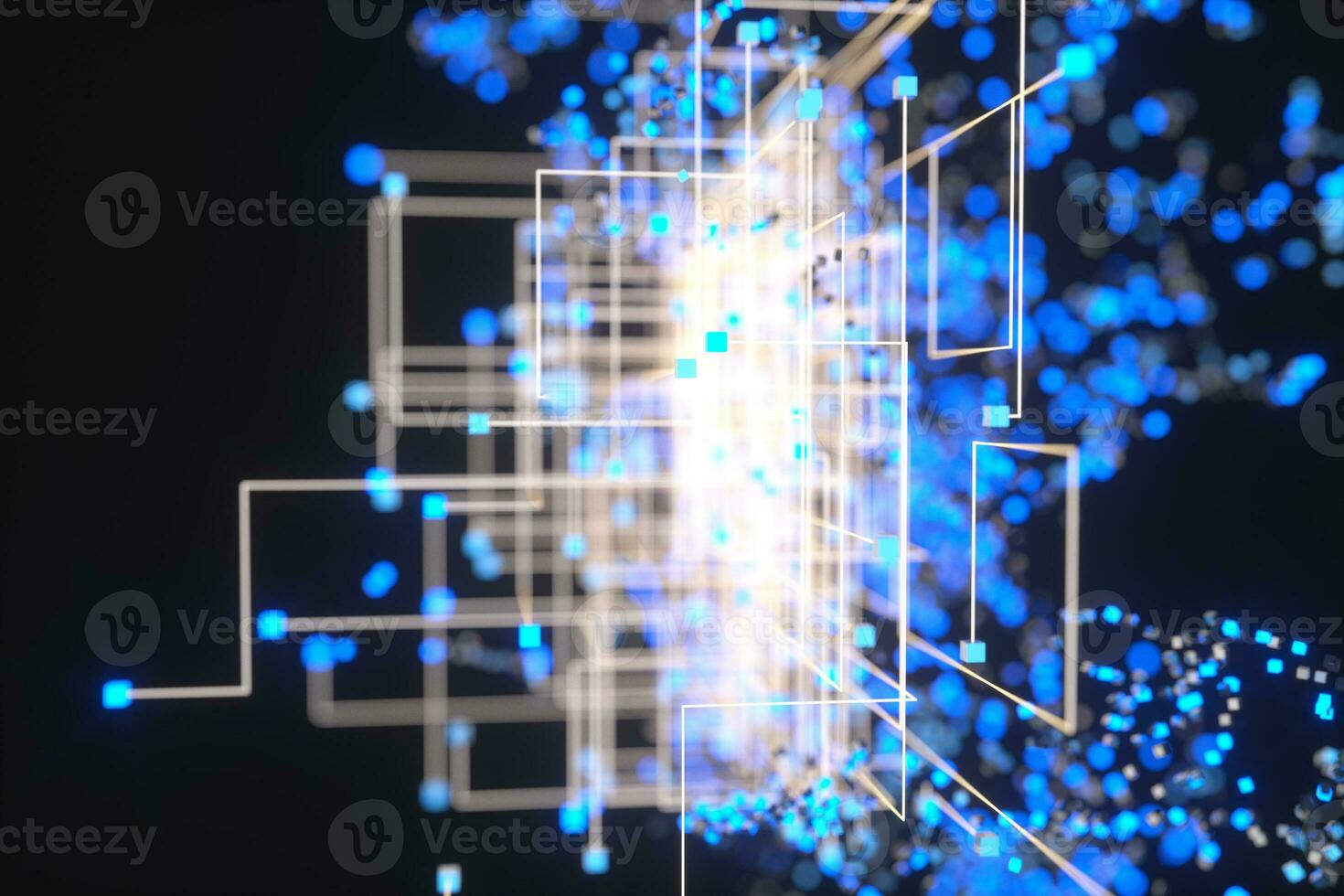 Technology background make up with cubes and lines, 3d rendering. photo