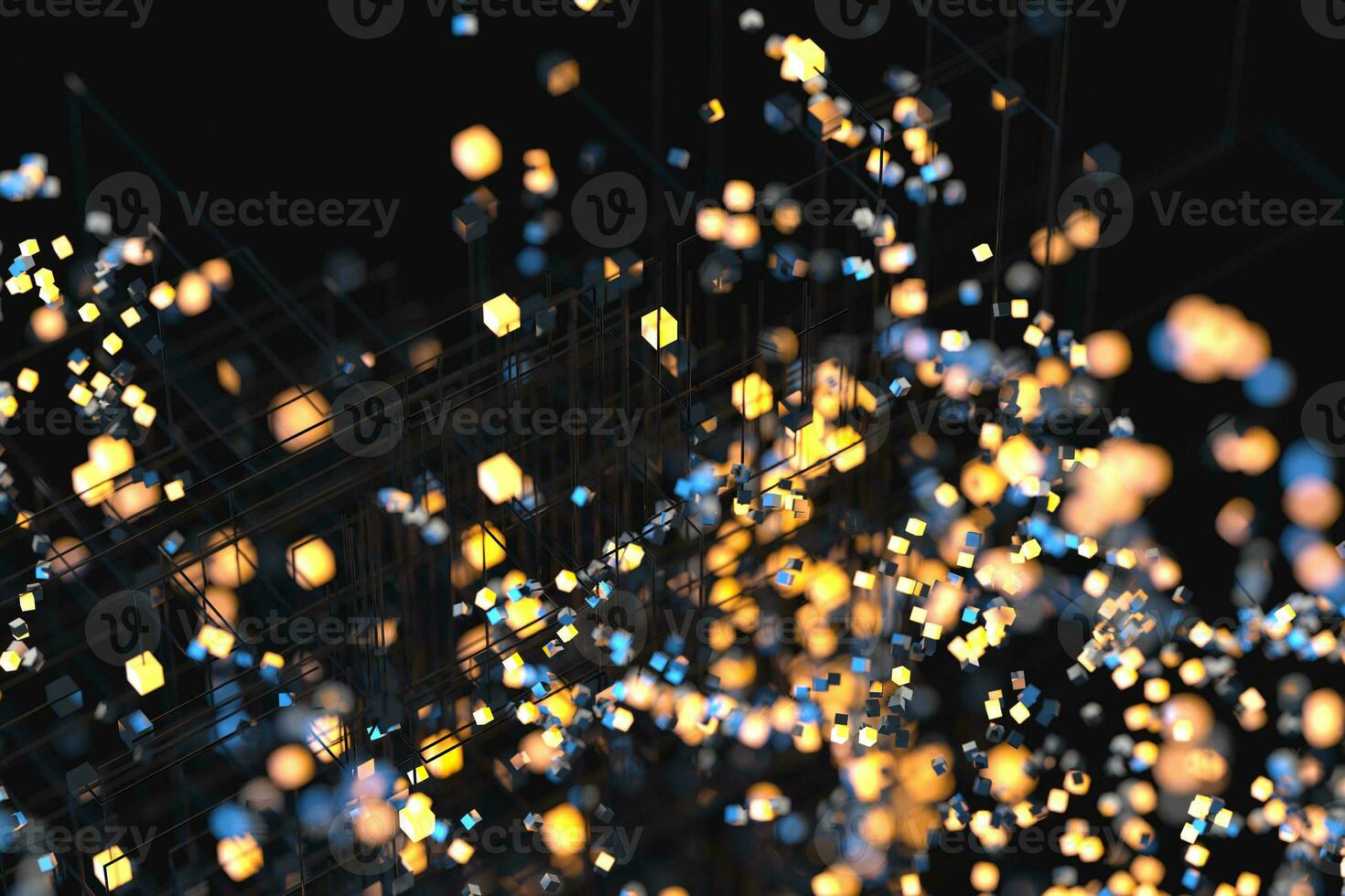 Technology background make up with cubes and lines, 3d rendering. photo