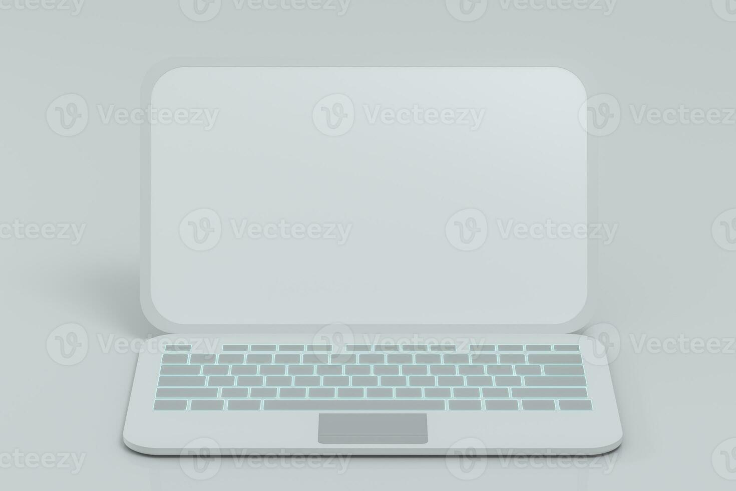 Laptop with white background, technological concept, 3d rendering. photo