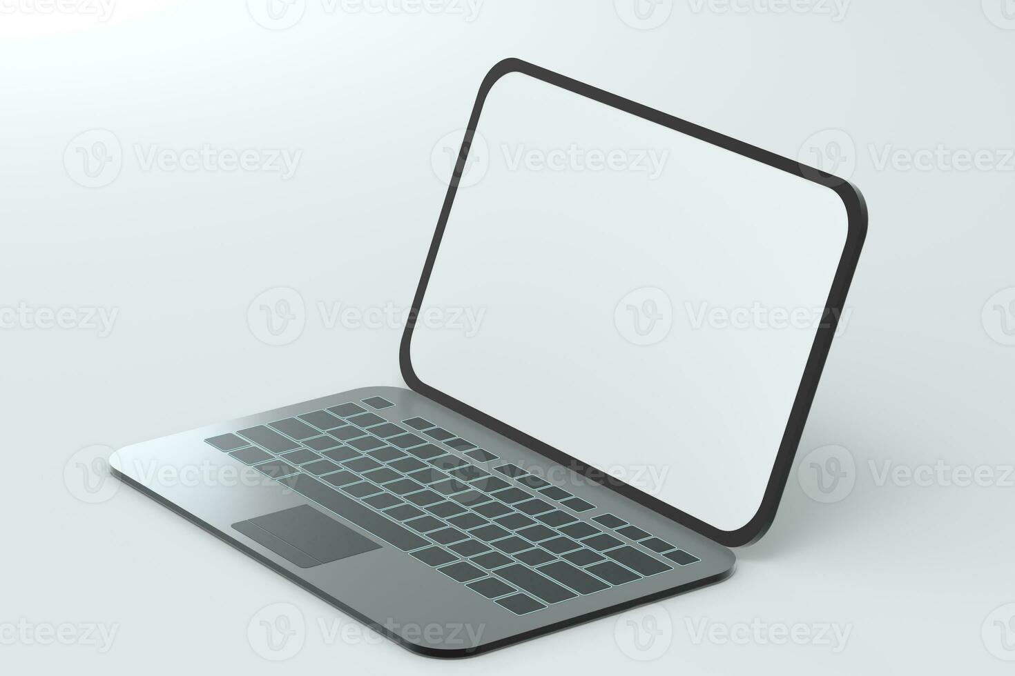 Laptop with white background, technological concept, 3d rendering. photo