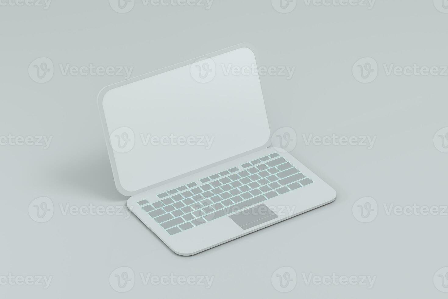 Laptop with white background, technological concept, 3d rendering. photo