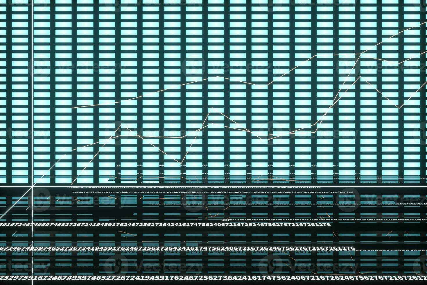 Fluorescent background, geometry of data, 3d rendering. photo
