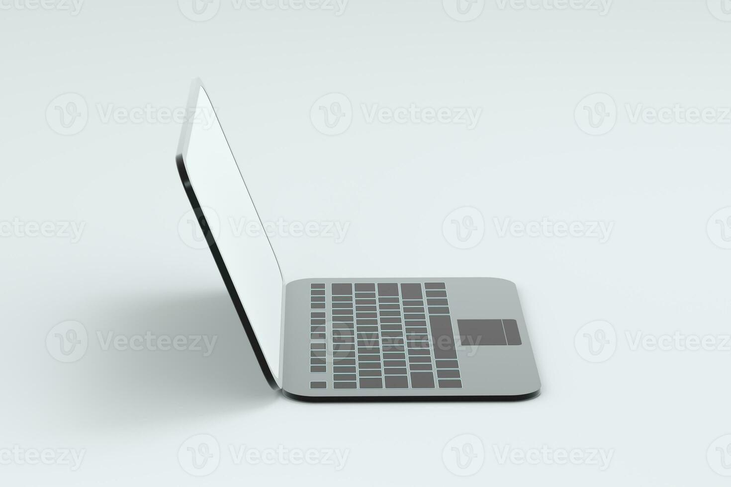 Laptop with white background, technological concept, 3d rendering. photo
