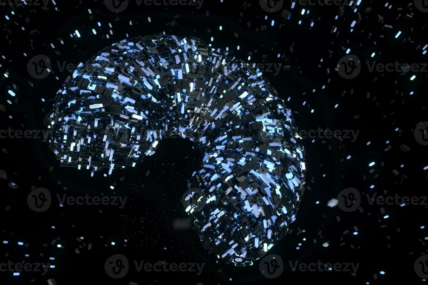 Tunnel made of blocks, technology background, 3d rendering. photo