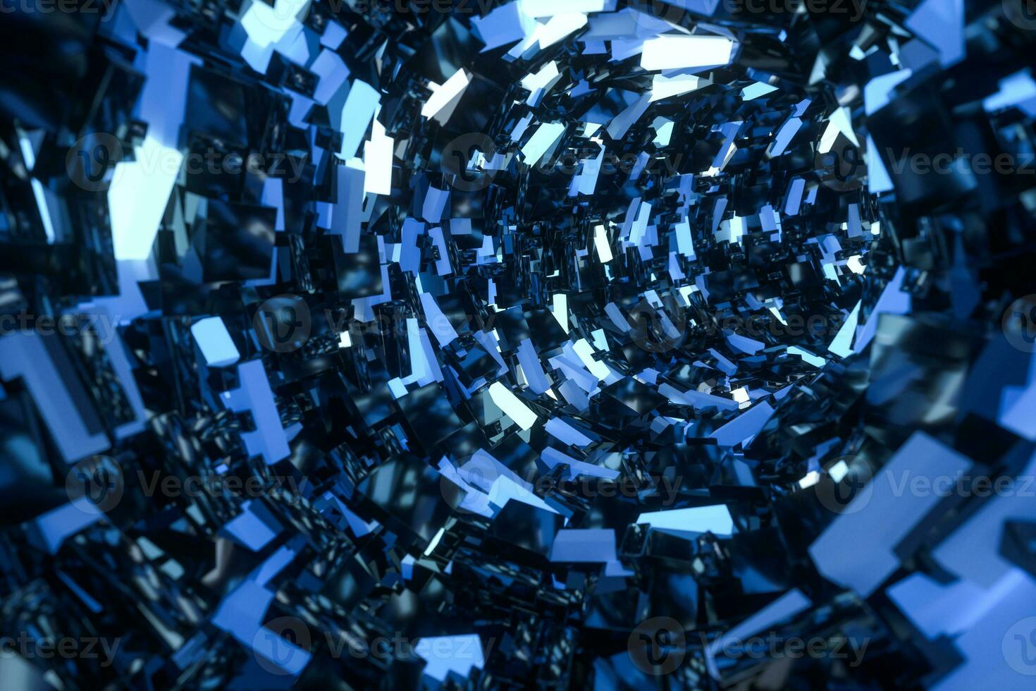 Tunnel made of blocks, technology background, 3d rendering. photo