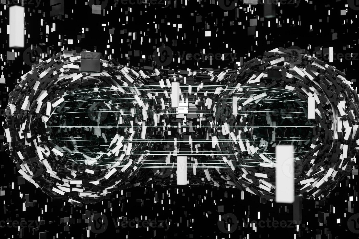 Tunnel made of blocks, technology background, 3d rendering. photo