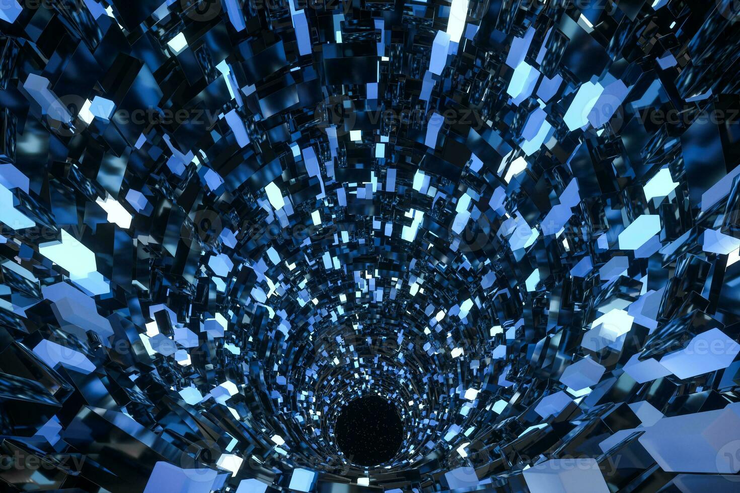 Tunnel made of blocks, technology background, 3d rendering. photo