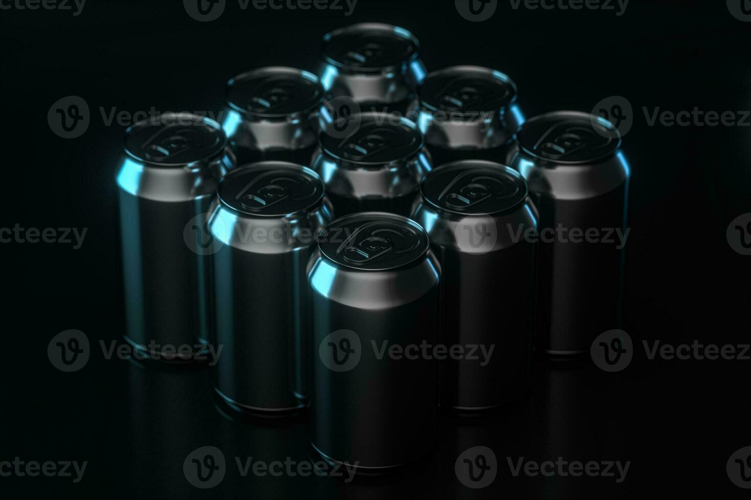 Cans with dark background, recyclable cans, 3d rendering. photo