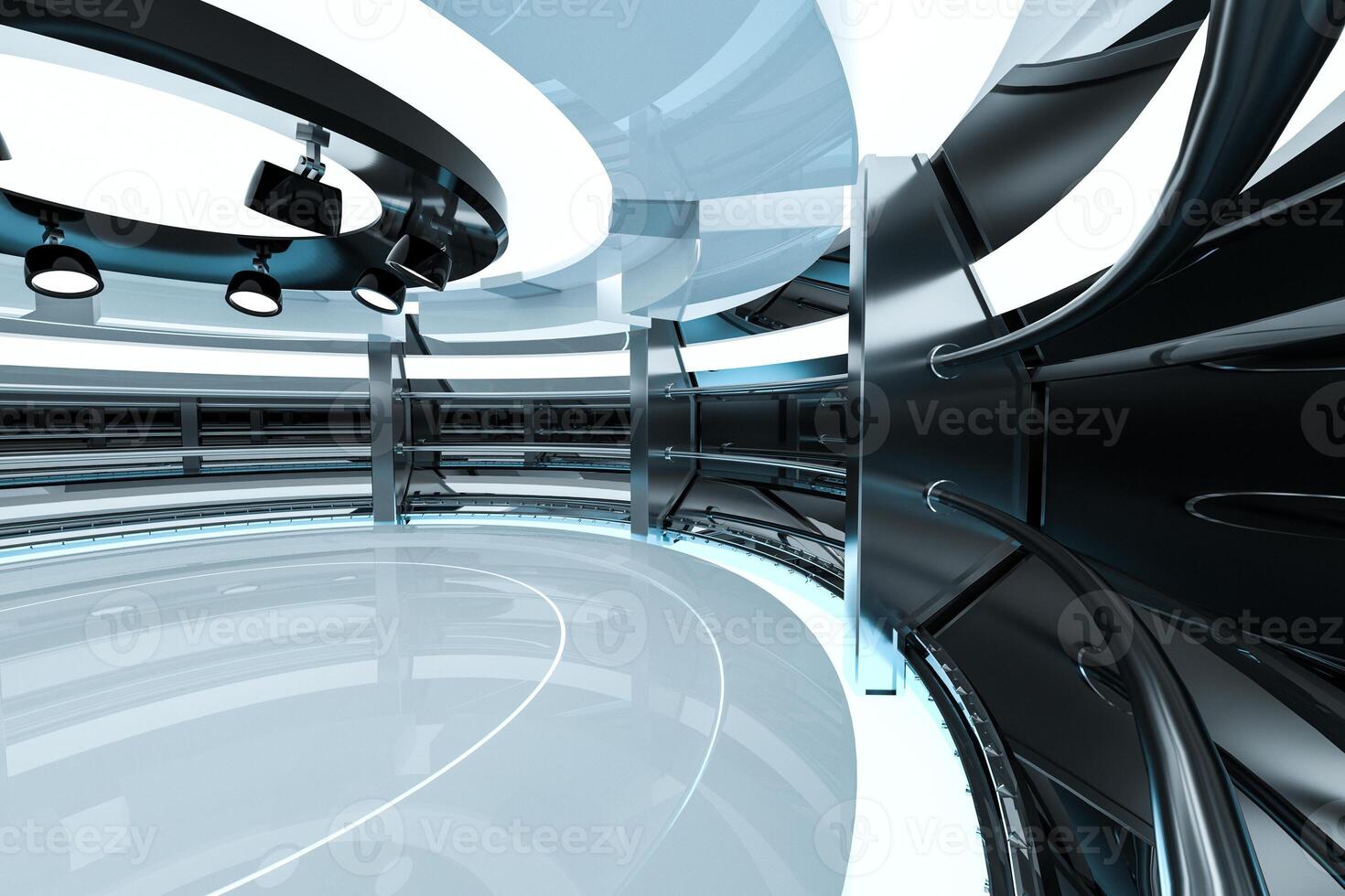 Circular technological structure building, 3d rendering. photo