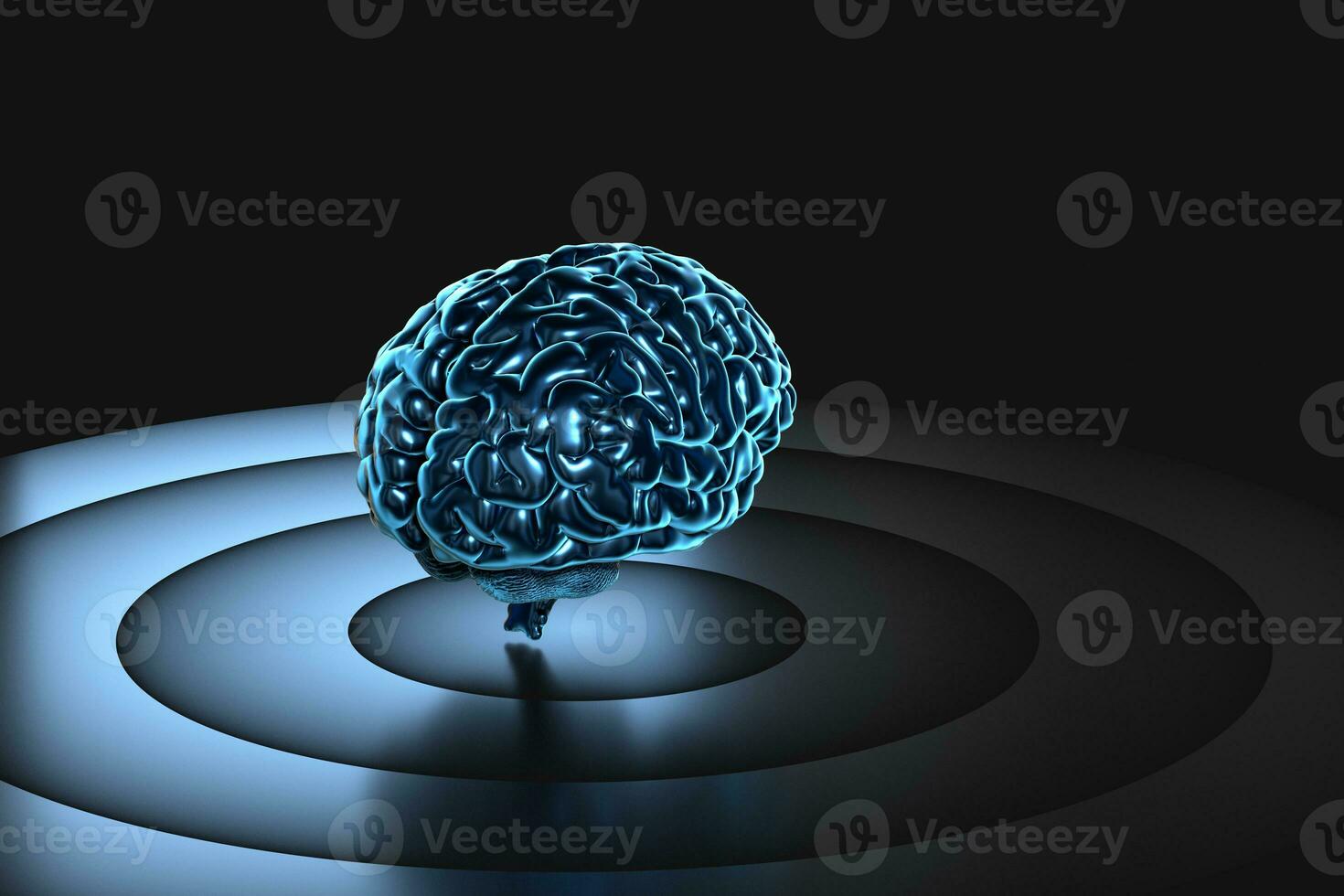 Brain and dark background, 3d rendering. photo