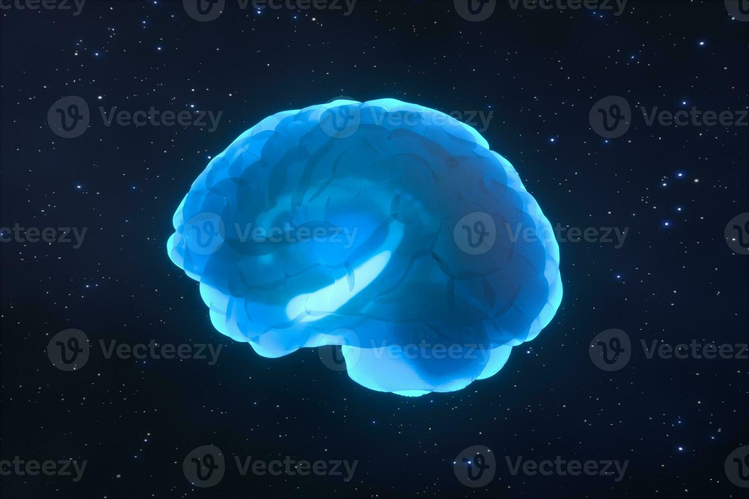 Brain and dark background, 3d rendering. photo