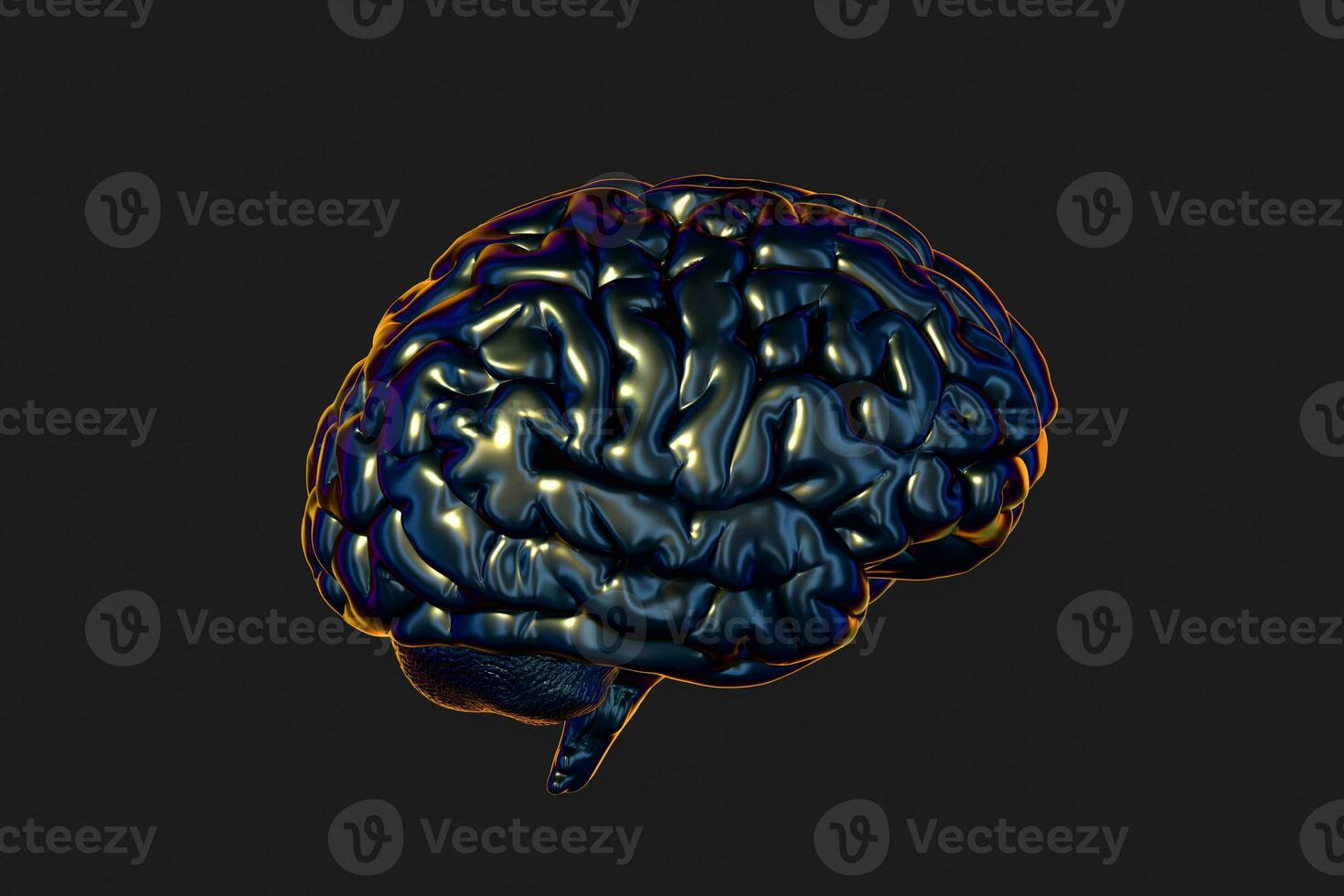 Brain and dark background, 3d rendering. photo