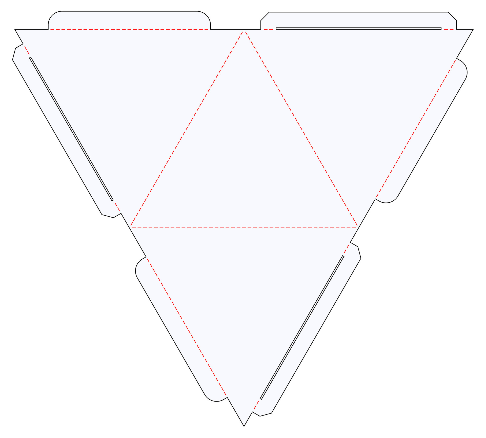 Triangular, Pyramid, Tetrahedron Box Die Cut Cube Template Blueprint ...