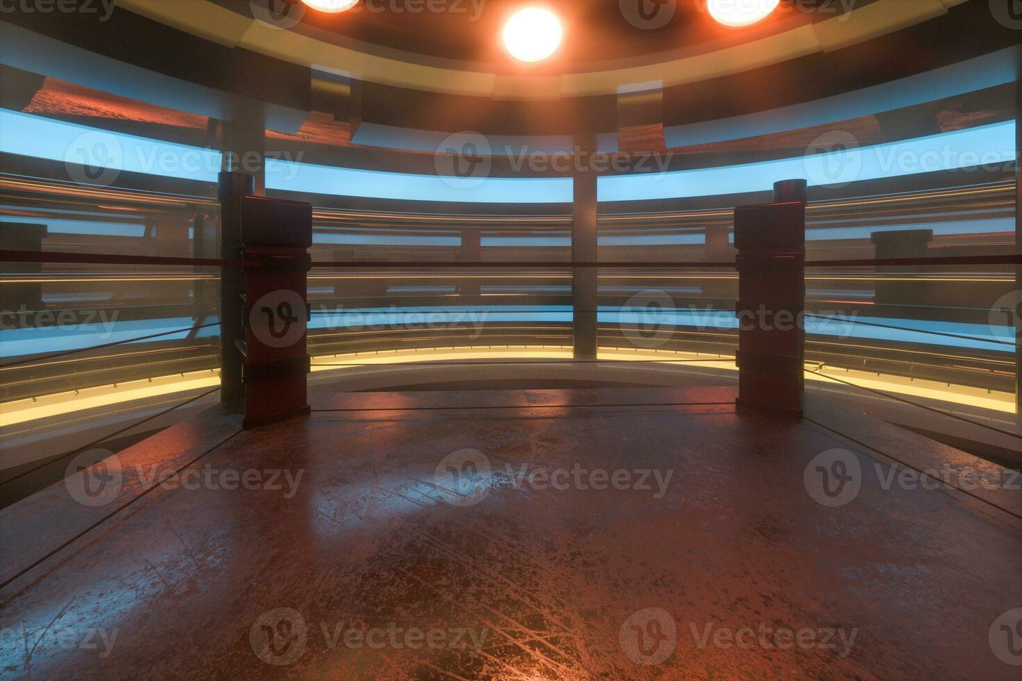 The arena in a dark room, 3d rendering. photo