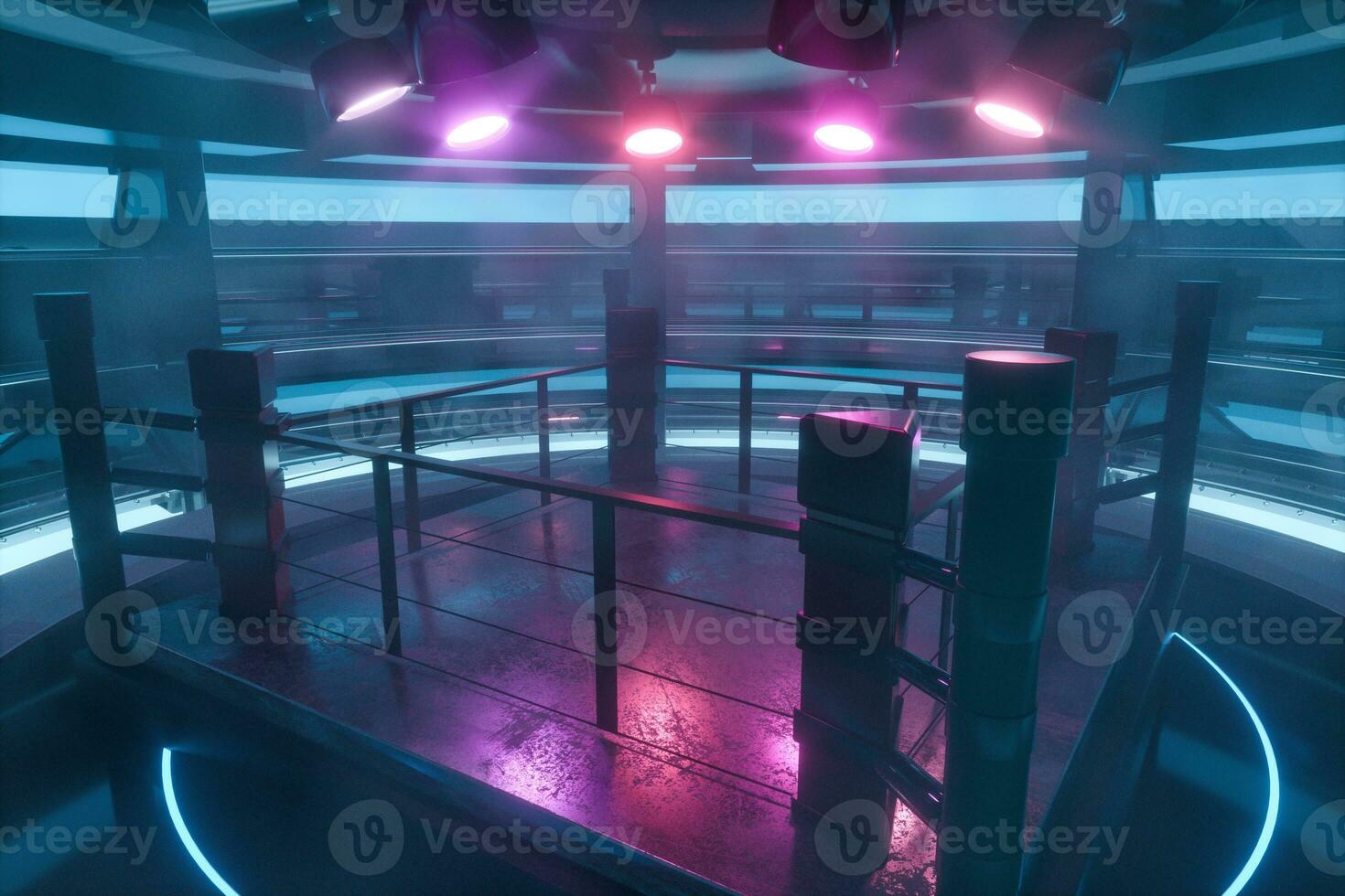 The arena in a dark room, 3d rendering. photo