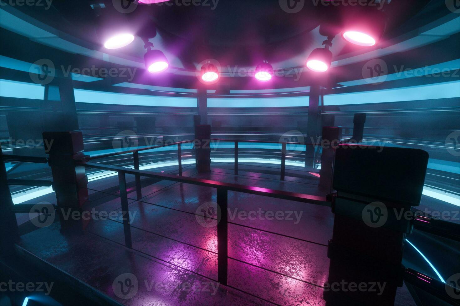 The arena in a dark room, 3d rendering. photo